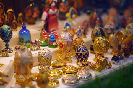 Beautiful showcase with unique objects in Riga, Latviaの写真素材