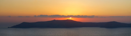 Panoramic view of the Caldera, in Santorini,Greeceの写真素材