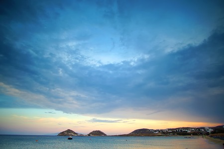 Beautiful view that you can admire after sunset from Kalafaty beach,Mykonos, Greece