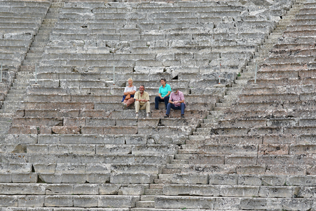 Epidaurus, Greece, 04 October 2019, view of the Epidaurus theater in Octoberのeditorial素材