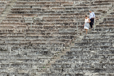Epidaurus, Greece, 04 October 2019, view of the Epidaurus theater in Octoberのeditorial素材