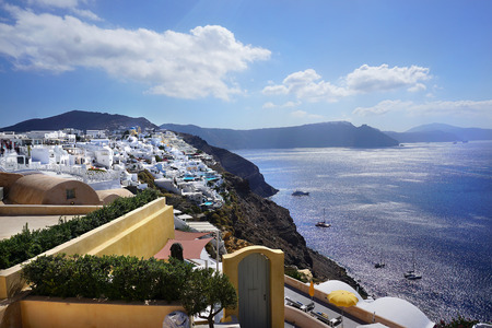 Beautiful and colorful view in Oia, Santorini, Greeceのeditorial素材