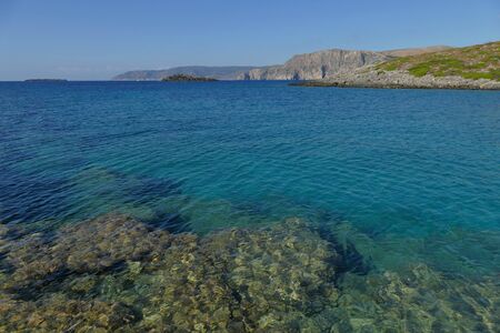 Beautiful scenery of the western coast of Kythira in the Aegean sea, Greeceの写真素材