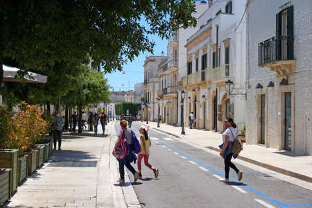 Alberobello, Italy June 07, 2020 View of the main street of Alberobello leading to the famous Trulliのeditorial素材