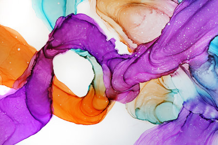 Alcohol ink abstract texture, part of original paintingの写真素材