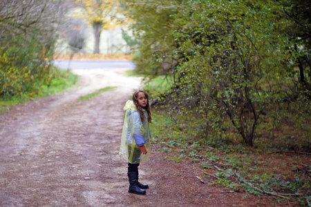 girl in autumn forestの写真素材
