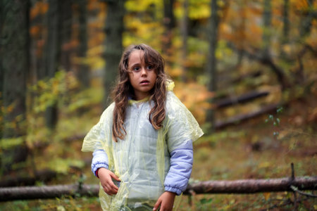 girl in autumn forestの写真素材