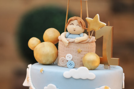 Birthday sweets decoration for boy, Italyの写真素材