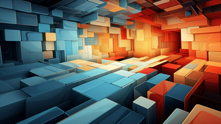 neural patterns, cubism, abstract colorful backgroundの素材