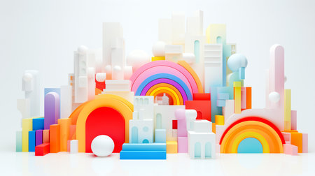 dada art style, rainbow core, on white backgroundの素材