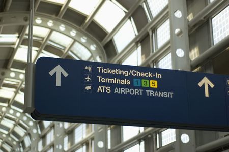 Directional Signage at an airportの写真素材