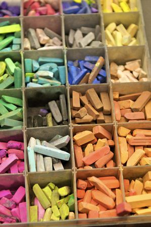 Tray of Colorful Pastel Chalk