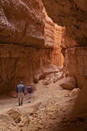 Hikers at Bryce Canyon National Park in Utahの写真素材