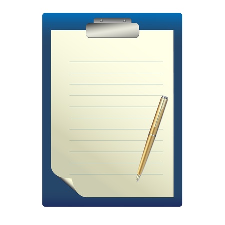 Paper with ballpoint pen on planchette isolated on white backgroundのイラスト素材