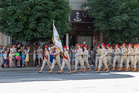 Donetsk, Donetsk People Republic, Ukraine - June 24, 2020: Cadets of military schools in the form of...