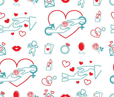 Set of vector symbols. Subject of love, wedding, engagement. Flat designのイラスト素材