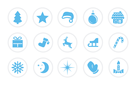 Selection of vector symbols for New Year's and Christmas design. Flat designのイラスト素材