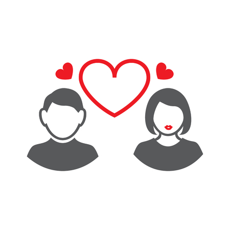 Set of vector symbols. Great mutual love. Happy family life after the wedding. Flat design Monochromeのイラスト素材