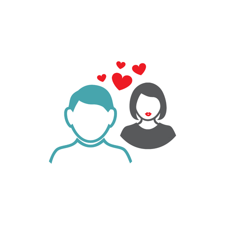 Set of vector symbols. Great mutual love. Happy family life after the wedding. Flat design Monochromeのイラスト素材