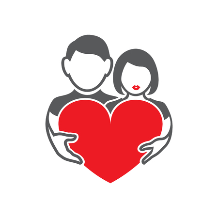 Set of vector symbols. Great mutual love. Happy family life after the wedding. Flat design Monochromeのイラスト素材
