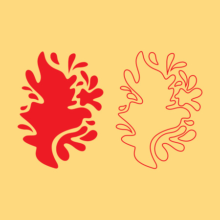 Set of two vector pictures. Linear inking. Flat design.のイラスト素材
