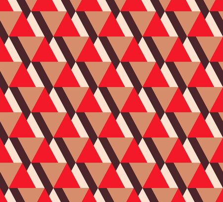 Seamless pattern of red chocolate brown and beige geometric shapes. Stylish flat design.のイラスト素材