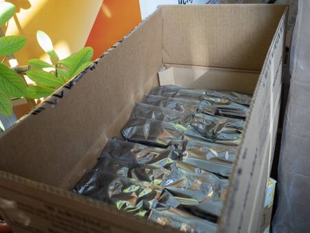 Hard drives Packed in foil are in a cardboard box