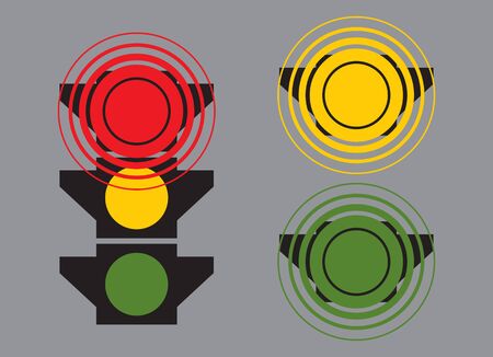 Traffic controller on the road. Vector illustration. Traffic regulations. A set of three elements.の写真素材