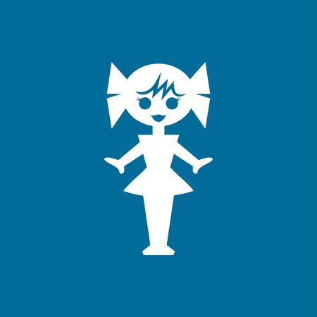 Silhouette of a cute toy girl with bows and eyelashes.のイラスト素材