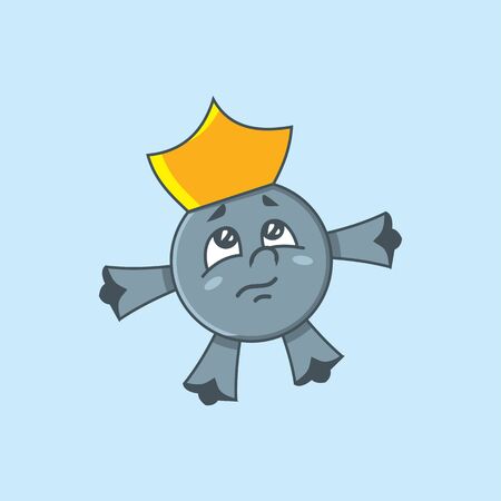A small ball with a crown on its head. Vector illustration of a children's cartoon character.のイラスト素材