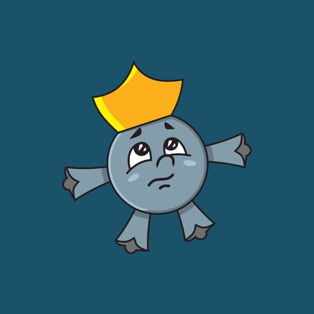 A small ball with a crown on its head. Vector illustration of a children's cartoon character.のイラスト素材