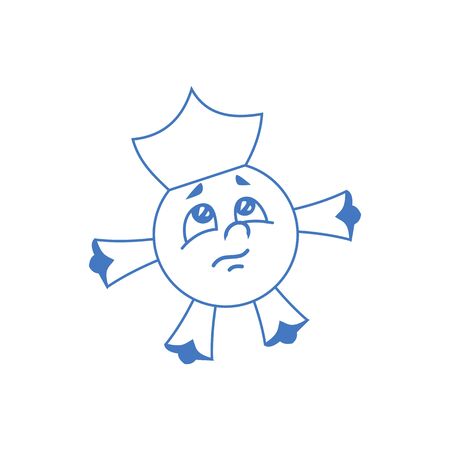A small ball with a crown on its head. Vector illustration of a children's cartoon character.のイラスト素材