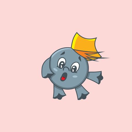 A small ball with a crown on its head. Vector illustration of a children's cartoon character.のイラスト素材