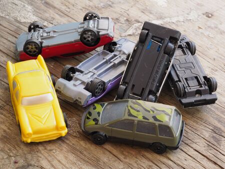 Toys for children are on the tableの写真素材