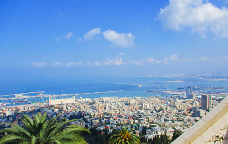 View of the city from Mount Carmel, Israelの写真素材
