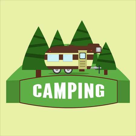 RV camping illustration. Vector illustrationのイラスト素材