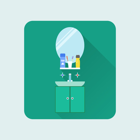 bath accessories on green backgroundのイラスト素材