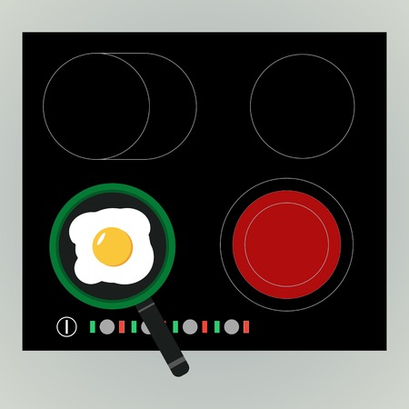 Vector fried egg in the electric rangeのイラスト素材