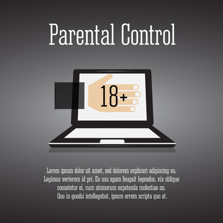 Parental control icon, vector clip art. Father's hand protects from harmful contentのイラスト素材