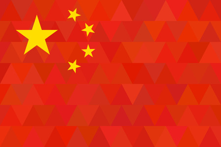China Flag. Original proportion and colors. Geometric unusual concept. Abstract triangle and polygonal design. High quality. Vectorのイラスト素材