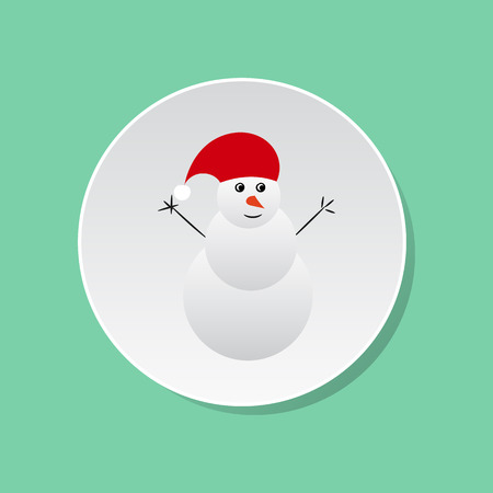 snowman in a red cap. Greenのイラスト素材