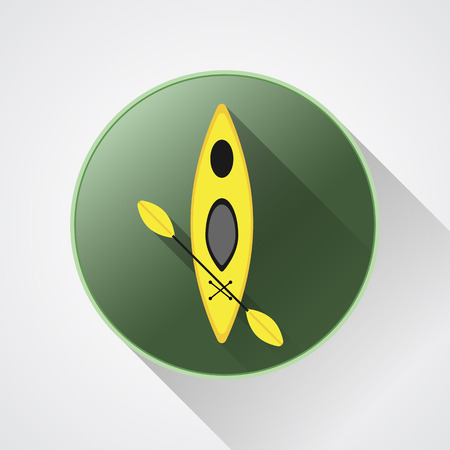Canoe icon vector. Kayak illustration on a green button.のイラスト素材