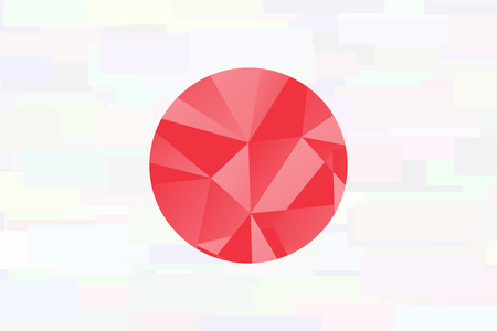Japan flag - triangular polygonal pattern on pond paper. Japanese symbol in triangle design. Vectorのイラスト素材