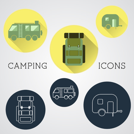 Set of outdoor adventure icons, badges and campsite logo emblems. Summer 2015 stickers. Vectorのイラスト素材
