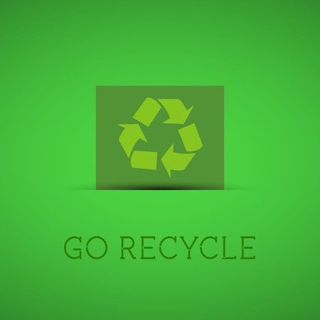 Eco background. Recycle sign on a green card with shadow. Green icon and template. Badge. vector illustrationのイラスト素材