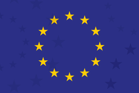 European union flag. With additional stars on background. Unusual design. Original proportion and colors. EU symbol. Vectorのイラスト素材