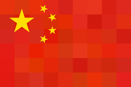 China Flag. Original proportion and colors. Geometric unusual concept. Abstract square design. High quality. Vectorのイラスト素材
