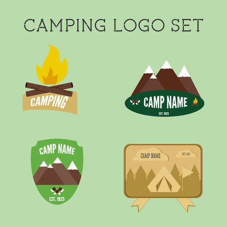Set of outdoor adventure badges and campsite emblems. Summer 2015 stickers. Vectorのイラスト素材