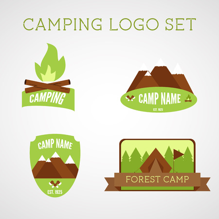 Set of outdoor adventure badges and campsite emblems. Summer 2015 stickers. Vectorのイラスト素材