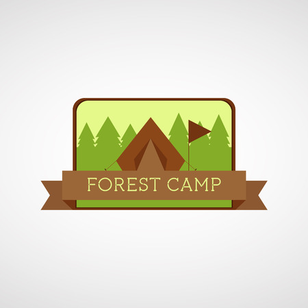 Forest Camping icon. Wilderness adventure badge graphic design emblem. Vectorのイラスト素材